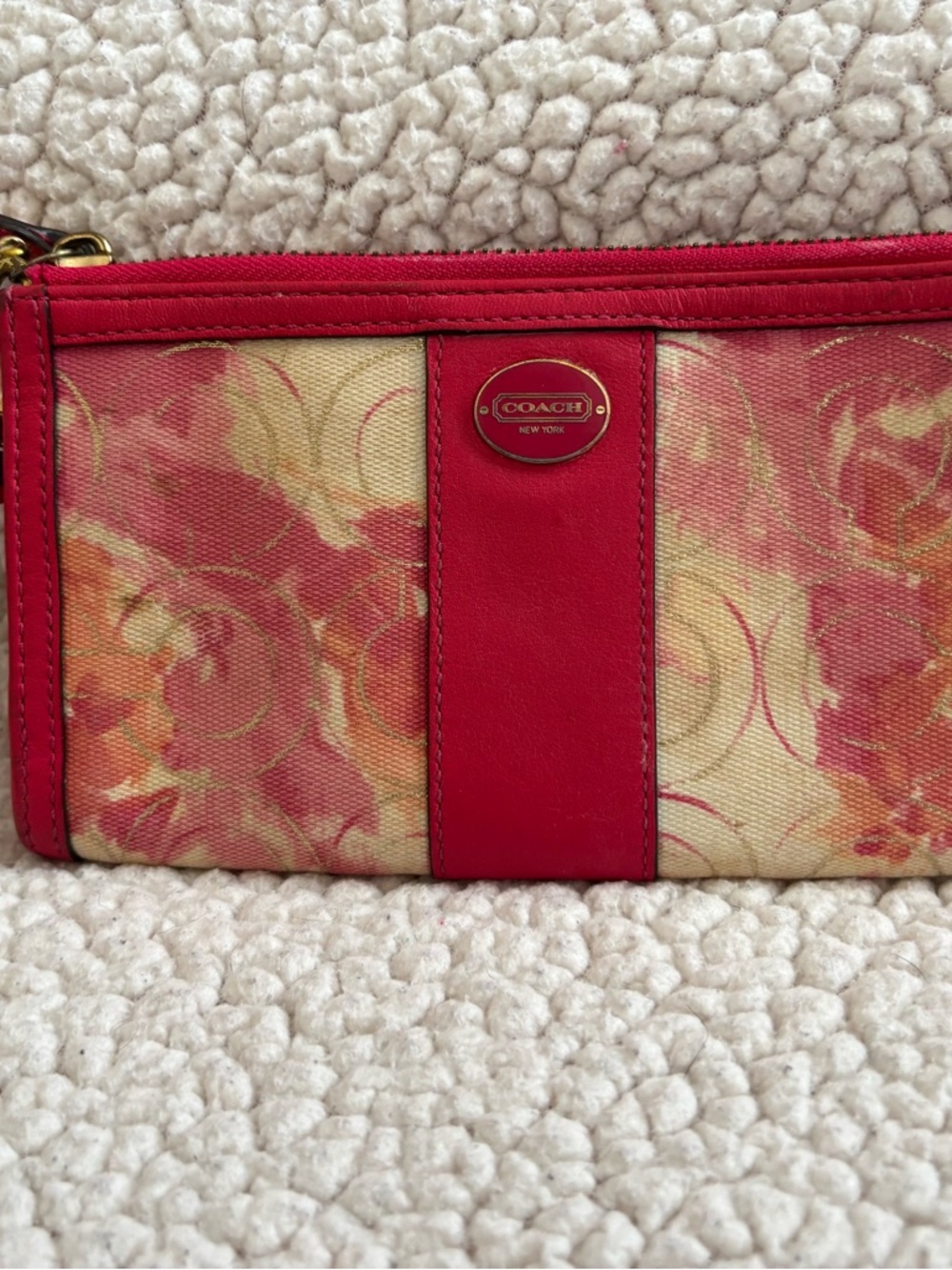 Coach Vintage Pink Floral Canvas Wristlet - Coach New York